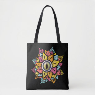 Psychedelisch Spooky Eye Blume farbig Tasche