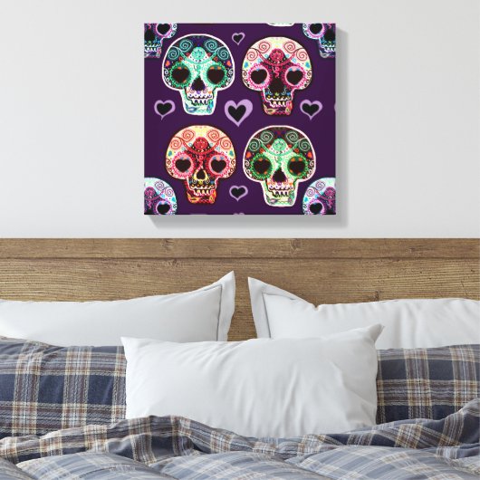 Psychedelisch Sugar Art Skulls Leinwanddruck (Insitu (Schlafzimmer))