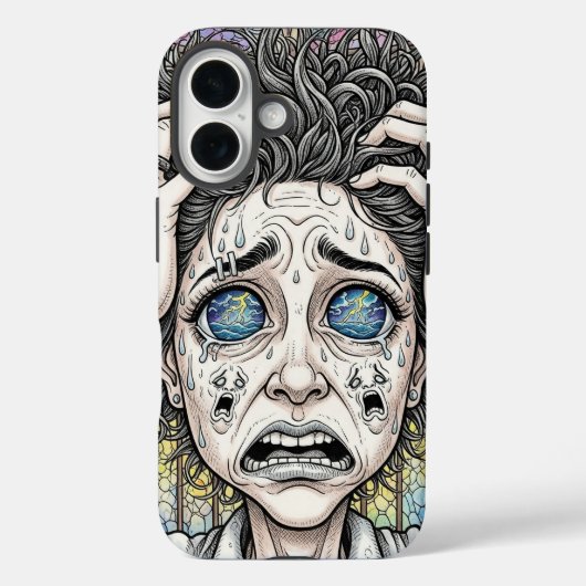Psychedelisch Surreal Face iPhone Case - emotional (Rückseite)