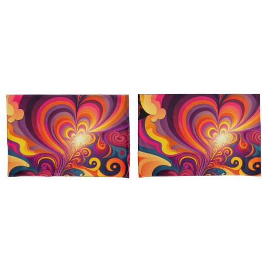Psychedelisch Surreal Swirt Herzmuster Kissenbezug (Vorderseite-Set)
