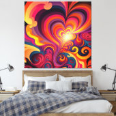 Psychedelisch Surreal Swirt Herzmuster Leinwanddruck (Insitu (Schlafzimmer))