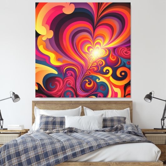 Psychedelisch Surreal Swirt Herzmuster Leinwanddruck (Insitu (Schlafzimmer))