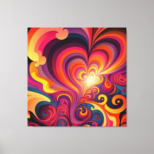 Psychedelisch Surreal Swirt Herzmuster Leinwanddruck (Vorderseite)