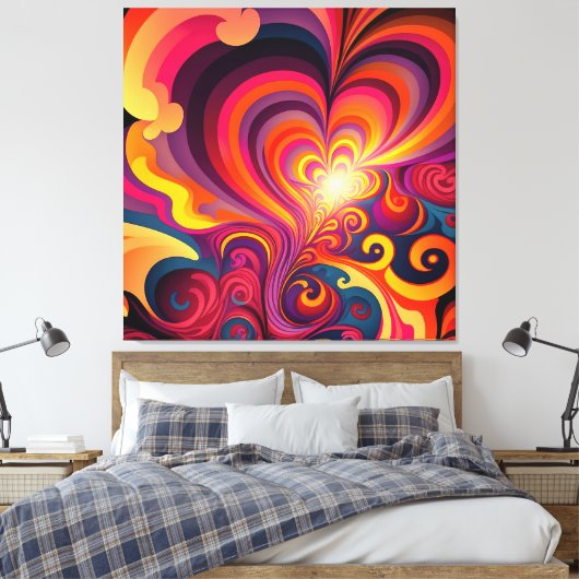 Psychedelisch Surreal Swirt Herzmuster Leinwanddruck (Insitu (Schlafzimmer))