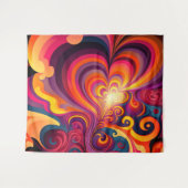 Psychedelisch Surreal Swirt Herzmuster Wandteppich (Vorderseite (Horizontal))