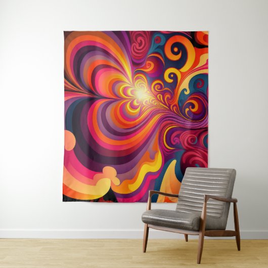 Psychedelisch Surreal Swirt Herzmuster Wandteppich (Beispiel)