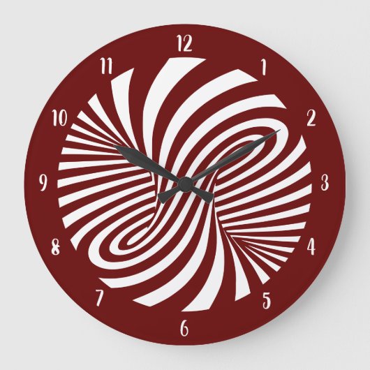Psychedelisch Swirl optische Illusion Burgundy Große Wanduhr (Vorderseite)
