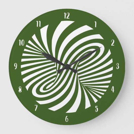 Psychedelisch Swirl Optische Illusion Grün Große Wanduhr (Vorderseite)