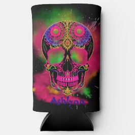 Psychedelisch Trippy Custom Skull Colorful Selters Dosenkühler
