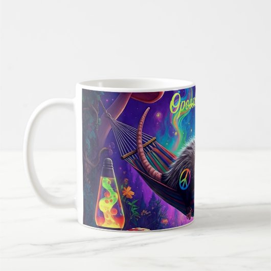Psychedelisch Trippy Hippie Opossum Custom Persona Kaffeetasse (Links)