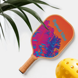 Psychedelisch tropische Farbpalmen Palmen, mehrfar Pickleball Schläger