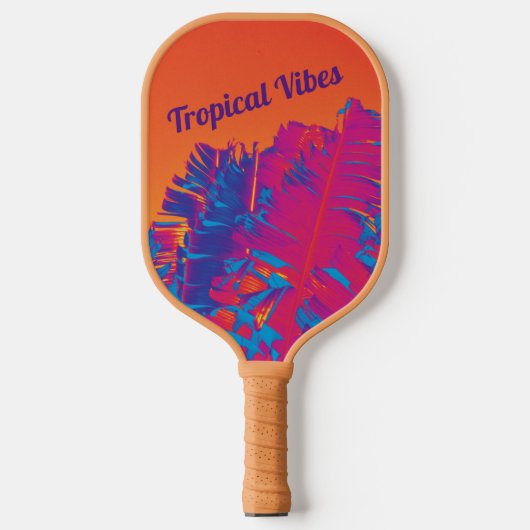 Psychedelisch tropische Farbpalmen Palmen, mehrfar Pickleball Schläger (Vorderseite)