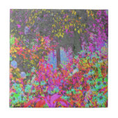 Psychedelisch Tropisches Festival Garten Sonnenauf Fliese (Vorderseite)