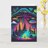 Psychedelisch UFO Fantasy Art Geburtstag Karte (Gelbe Blume)