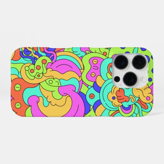 Psychedelisch verzerrte Faces Phone Case iPhone Hülle (Rückseite (Horizontal))