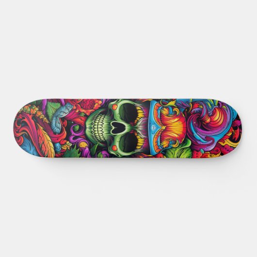 Psychedelisch Vibranic Abstrakt Skull Urban Graffi Skateboard (Horizontal)