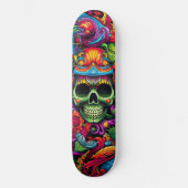 Psychedelisch Vibranic Abstrakt Skull Urban Graffi Skateboard (Vorderseite)