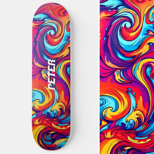 Psychedelisch Vibranic Abstrakt Swirl Urban Graffi Skateboard