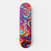 Psychedelisch Vibranic Abstrakt Swirl Urban Graffi Skateboard (Vorderseite)
