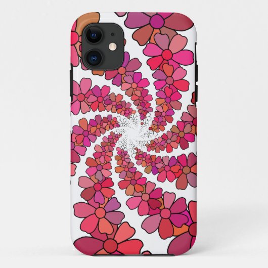 Psychedelisch wirbelnde Blume floraler Retrogroovy Case-Mate iPhone Hülle (Rückseite)