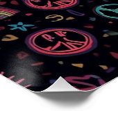 Psychedelische 70er-Wandkunst | Neon-Daisys & Elek Poster (Ecke)