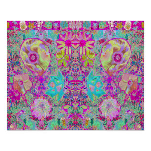 Psychedelische abstrakte Magenta- und Aquagarten-K Poster