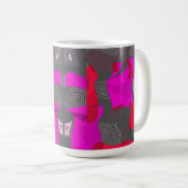 Psychedelische ägyptische Collage: Fuchsia Red Gra Kaffeetasse (VorderseiteRechts)
