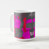 Psychedelische ägyptische Collage: Fuchsia Red Gra Kaffeetasse (Vorderseite Links)