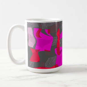 Psychedelische ägyptische Collage: Fuchsia Red Gra Kaffeetasse