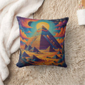 Psychedelische Ägyptische Pyramide Landschaftskuns Kissen (Decke)