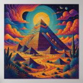 Psychedelische Ägyptische Pyramide Landschaftskuns Poster (Vorne)