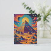 Psychedelische Ägyptische Pyramide Landschaftskuns Postkarte (Stehend Vorderseite)