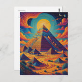 Psychedelische Ägyptische Pyramide Landschaftskuns Postkarte (Vorne/Hinten)