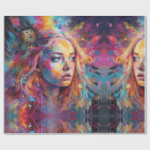 Psychedelische Alice im Wunderland Pink Girl Thema Geschenkpapier (Flach)