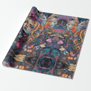 Psychedelische Alice-im-Wunderland-Tier-Thema Geschenkpapier