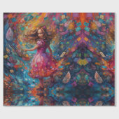 Psychedelische Alice im Wunderland whimsistische W Geschenkpapier (Flach)