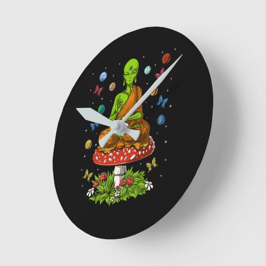 Psychedelische Alien Buddha Runde Wanduhr (Winkel)