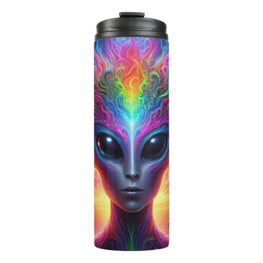 Psychedelische Alien: Kosmisch, ansonsten weltlich Thermosbecher (Vorderseite)