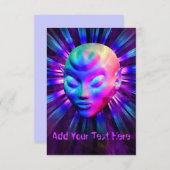 Psychedelische Alien Meditation Einladungskarten (Vorne/Hinten)