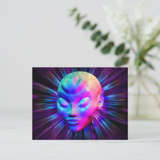 Psychedelische Alien Meditation Postkarten (Stehend Vorderseite)
