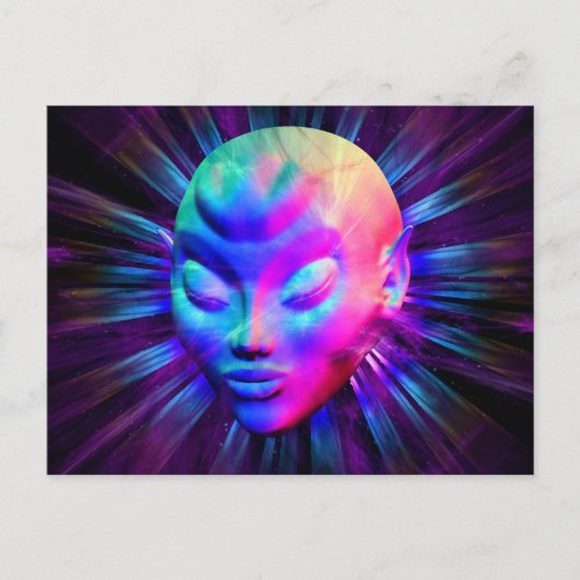 Psychedelische Alien Meditation Postkarten (Vorderseite)