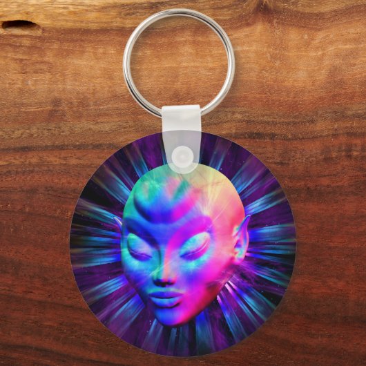 Psychedelische Alien Meditation Schlüsselanhänger (Vorderseite)
