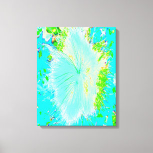 Psychedelische Aqua- und Limettengrüne Seidenpflan Leinwanddruck