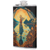 Psychedelische Art Nouveau-Flasche | Trippy-Gesche Flachmann (Links)