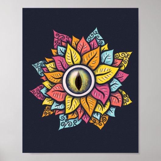 Psychedelische Augen Blume Kunst - Farbenfrohe Pet Poster (Vorne)