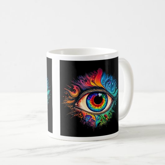 Psychedelische augenklassische Tasse, 11 oz Kaffeetasse (VorderseiteRechts)