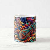 Psychedelische Batik-Gitarrenkunst – Farbige Retro Kaffeetasse (Mittel)