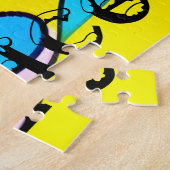 Psychedelische Berge, See, Bäume. Frieden Puzzle (Seite)