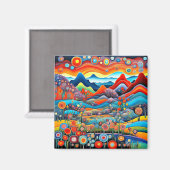 Psychedelische Berglandschaft 1 Magnet (Vorderseite/Rückseite)