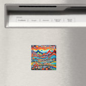 Psychedelische Berglandschaft 1 Magnet (In Situ (Geschirrspüler))